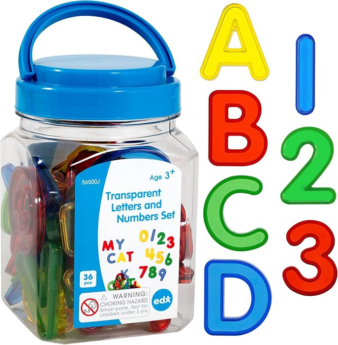 edxeducation Transparent Letters and Numbers - Mini Jar - Colorful, Plastic Letters and Numbers -... | Amazon (US)