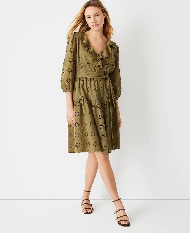 Eyelet Tiered Flare Dress | Ann Taylor (US)