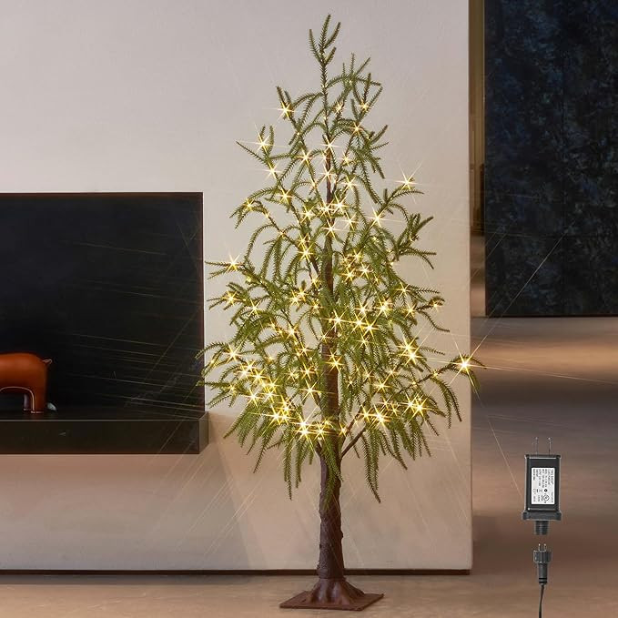 LITBLOOM Lighted Norfolk Pine Tree 4FT 180 LED Fairy Lights, Christmas Tree with Lights for Home ... | Amazon (US)