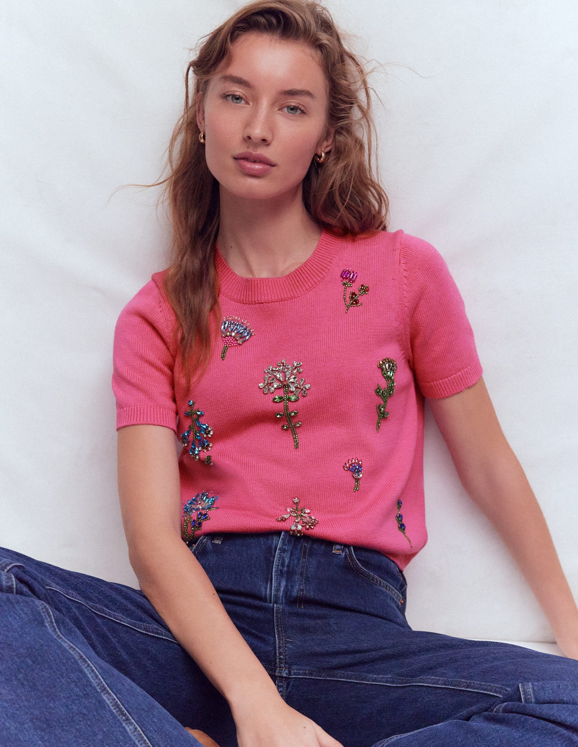 Embellished T-Shirt-Pink Punch | Boden (US)