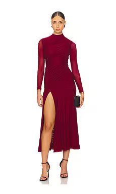 Bardot Liyana Ruched Mesh Dress in Berry from Revolve.com | Revolve Clothing (Global)