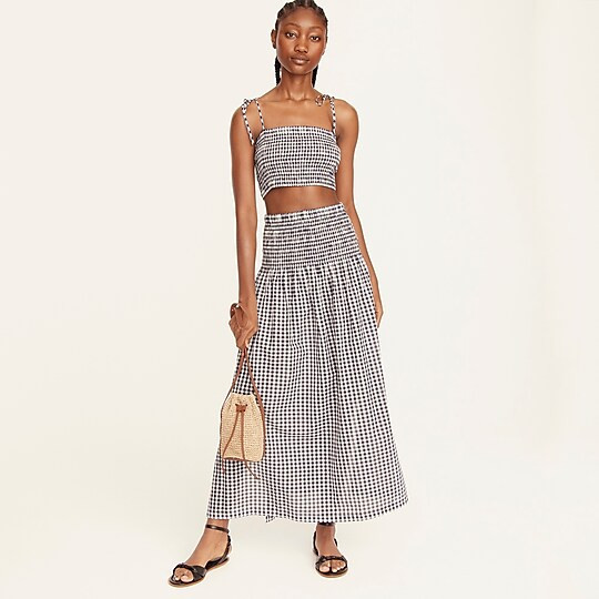 Cotton voile smocked skirt set in gingham | J. Crew US