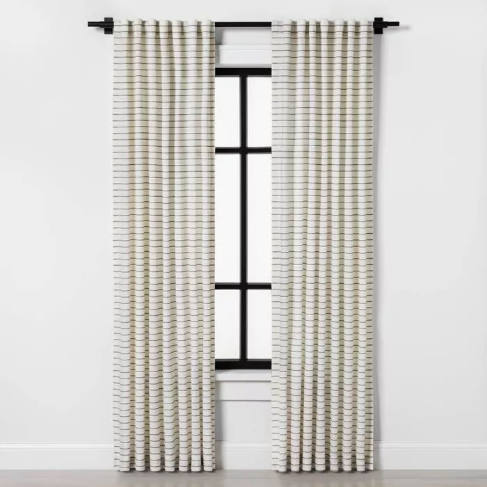 Blanket Stitch Curtain Panel Railroad Gray/Sour Cream - Hearth & Hand™ with Magnolia | Target