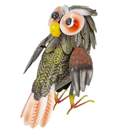 giole Metal Owl Garden Statue, 9'' Funny Owl Figurine Outdoor Yard Art Decor, Waterproof Owls Decor for Garden, Lawn, Backyard (Grey) | Amazon (US)