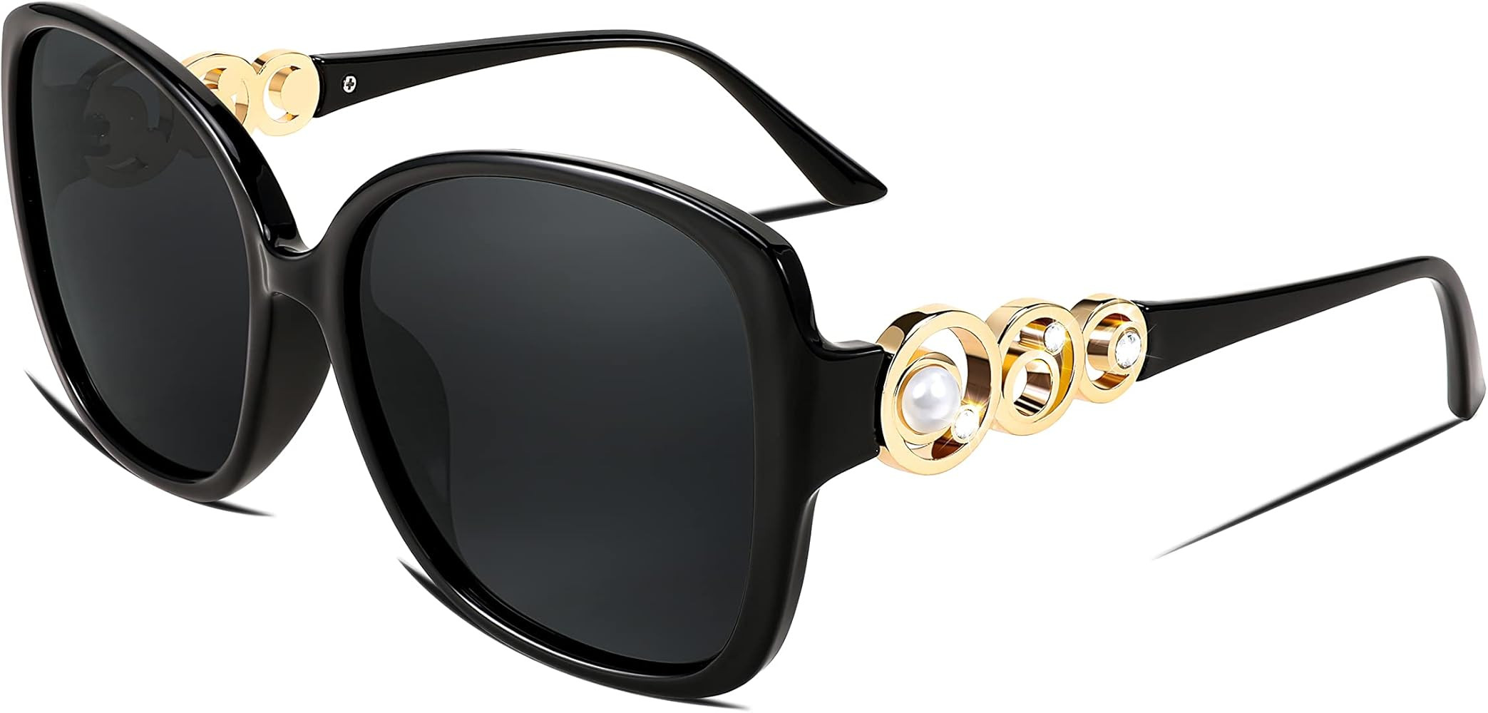 FEISEDY Women's Fashion Sunglasses, Oversized Square Frame with Pearl Sparkling, Polarized UV Pro... | Amazon (US)
