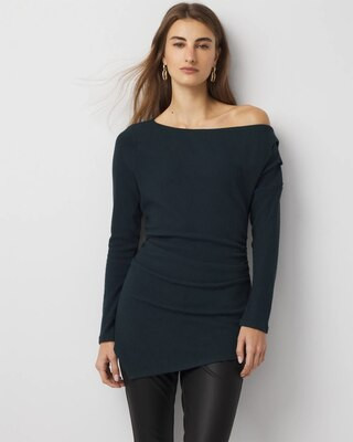 Women's Asymmetrical Ribbed Snit Top in Moonlit Garden size XL | White House Black Market, Going Out Tops | White House Black Market