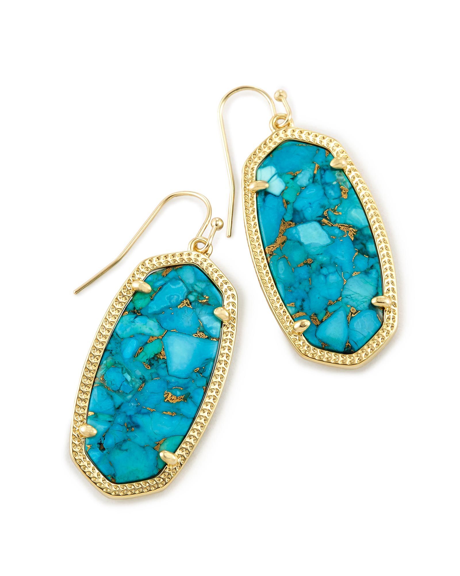 Elle Gold Drop Earrings in Bronze Veined Turquoise Magnesite | Kendra Scott | Kendra Scott