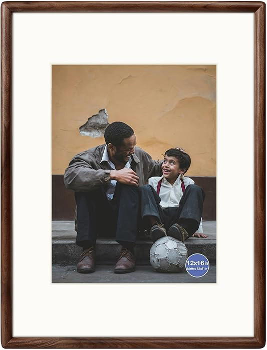 12x16 Picture Frame Walnut Solid Wood Vertical Horizontal Standing Display Photo 8.5x11 with Mat ... | Amazon (US)