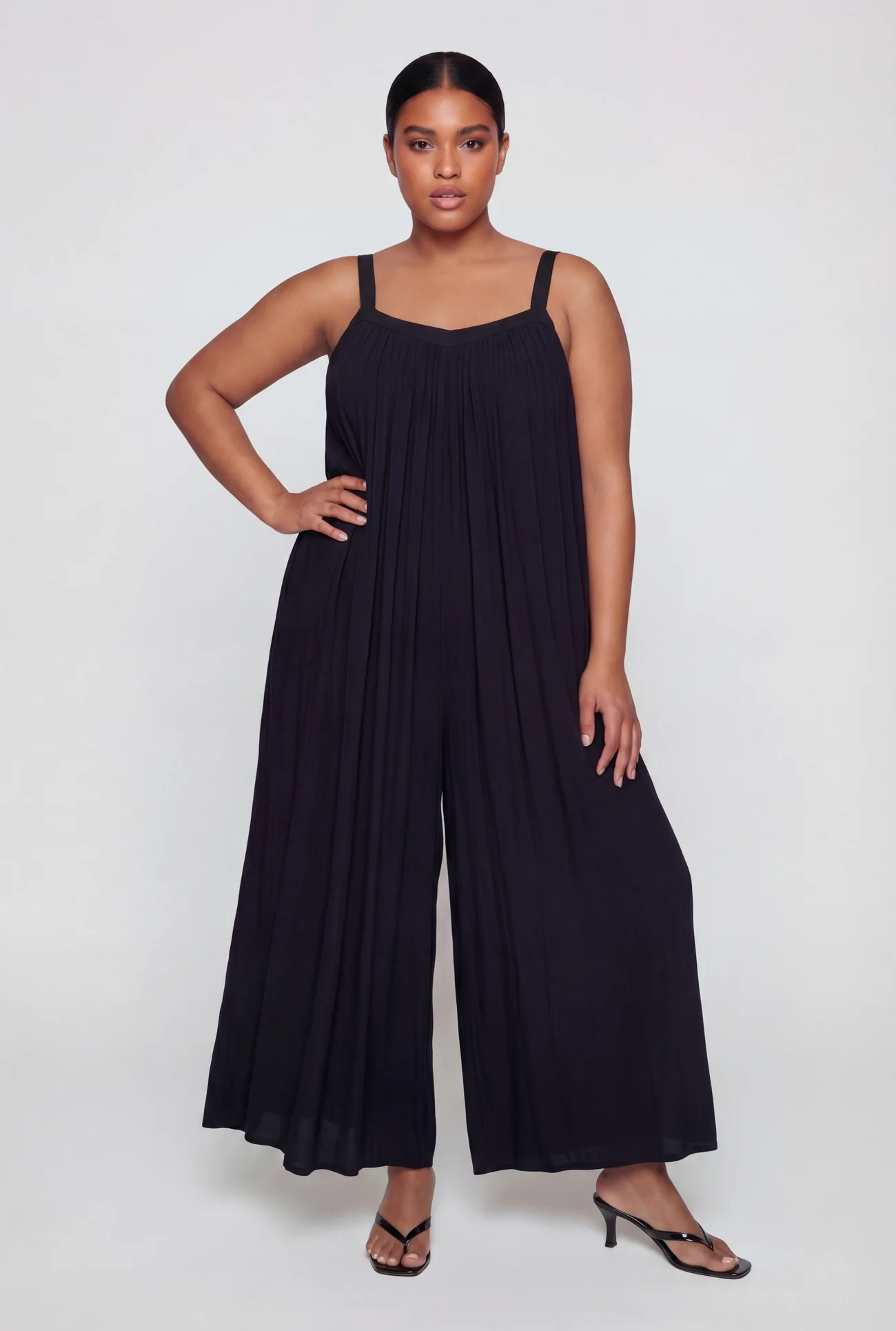 Plus Size Sleeveless Wide Leg Jumpsuit with Pockets | Rainbow Shops