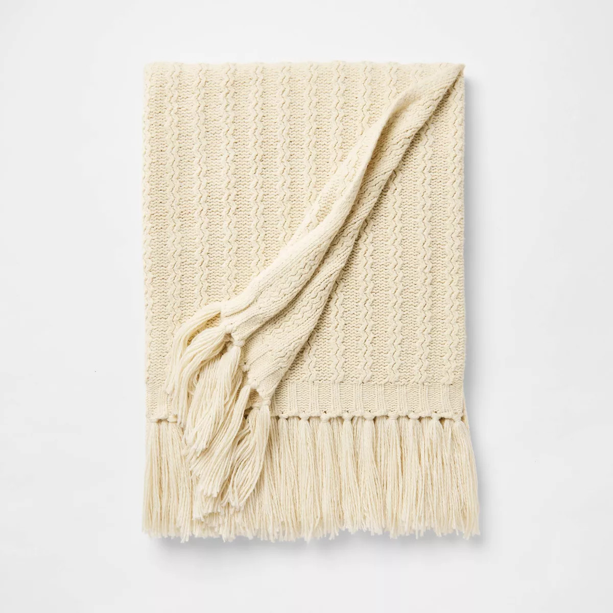 Knit Throw Blanket Cream - Threshold\u2122 designed w/Studio McGee | Target