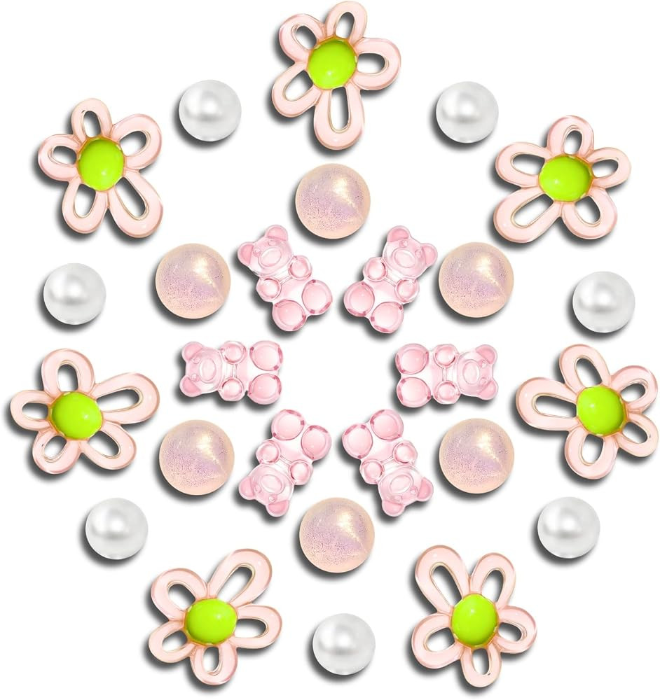 Cute Shoes Charms Summer Daisy Flower Gummy Bear Pearl Charm for Shoe Decoration | Amazon (US)