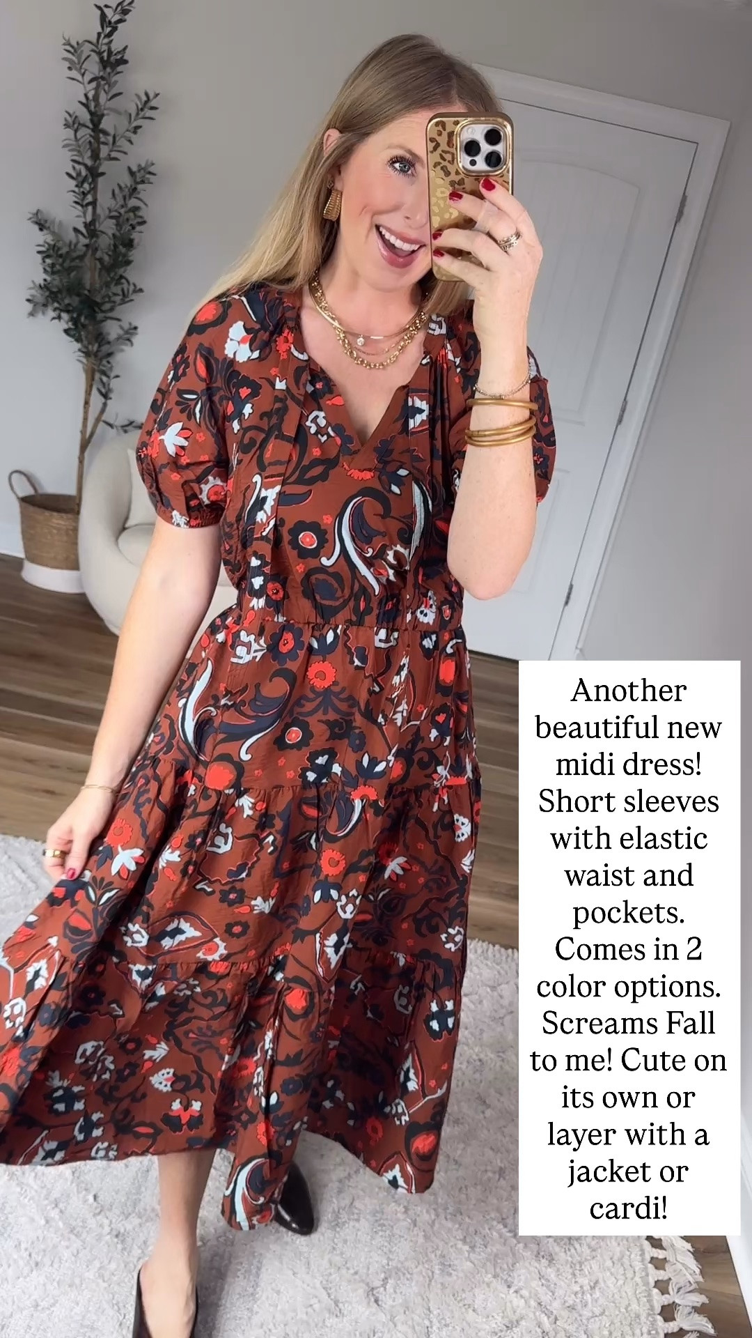 Pretty fall floral midi dress from Walmart