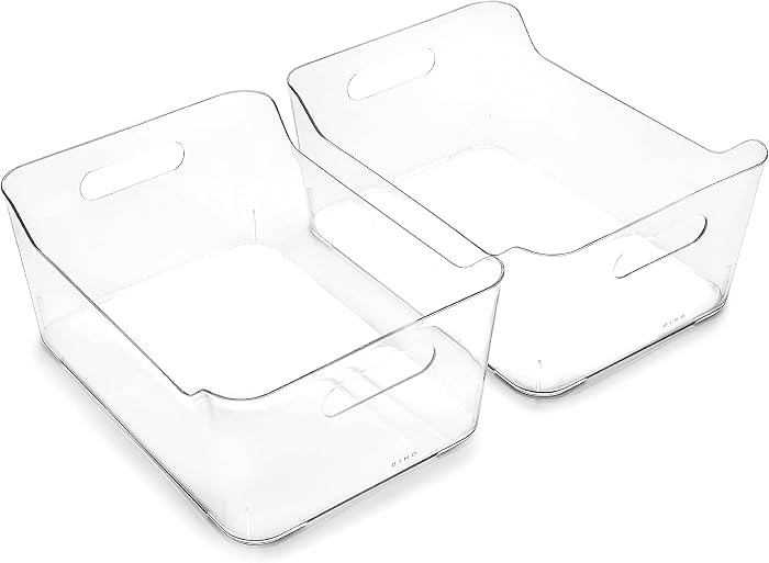 BINO | Plastic Storage Bins, Large - 2 Pack, Clear | THE SOHO COLLECTION | Pantry Organizers and Storage Containers | Fridge Organizer Bins | Kitchen Cabinet Organizer | Medicine Cabinet Bin | Amazon (US)
