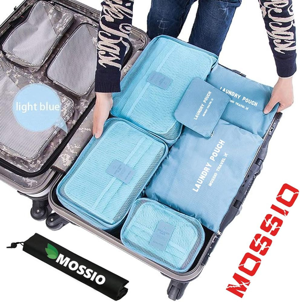 Mossio 7 Set Packing Cubes with Shoe Bag - Compression Travel Luggage Organizer | Amazon (US)