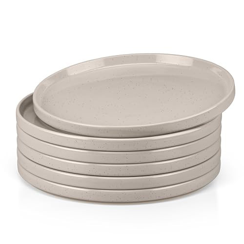 Herogo 6 Piece Stoneware Dinner Plates Set, 10.5" Ceramic Round Plate Set, Large Dinnerware for Home Kitchen, Microwave, Oven & Dishwasher Safe, Speckled Coffee Brown | Amazon (US)