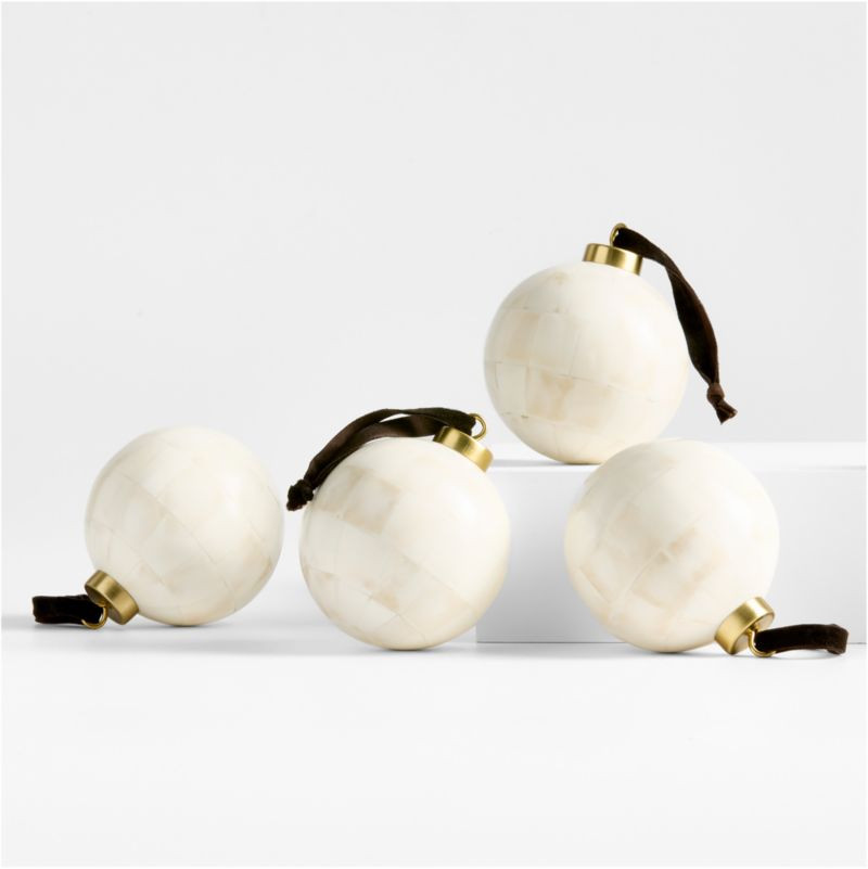 Natural Bone Christmas Tree Ornaments, Boxed Set of 4 | Crate & Barrel | Crate & Barrel