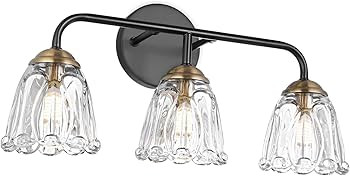 Vintage 3 Light Vanity Light, Black and Gold Bathroom Vanity Light Fixtures, Bathroom Light Fixtu... | Amazon (US)
