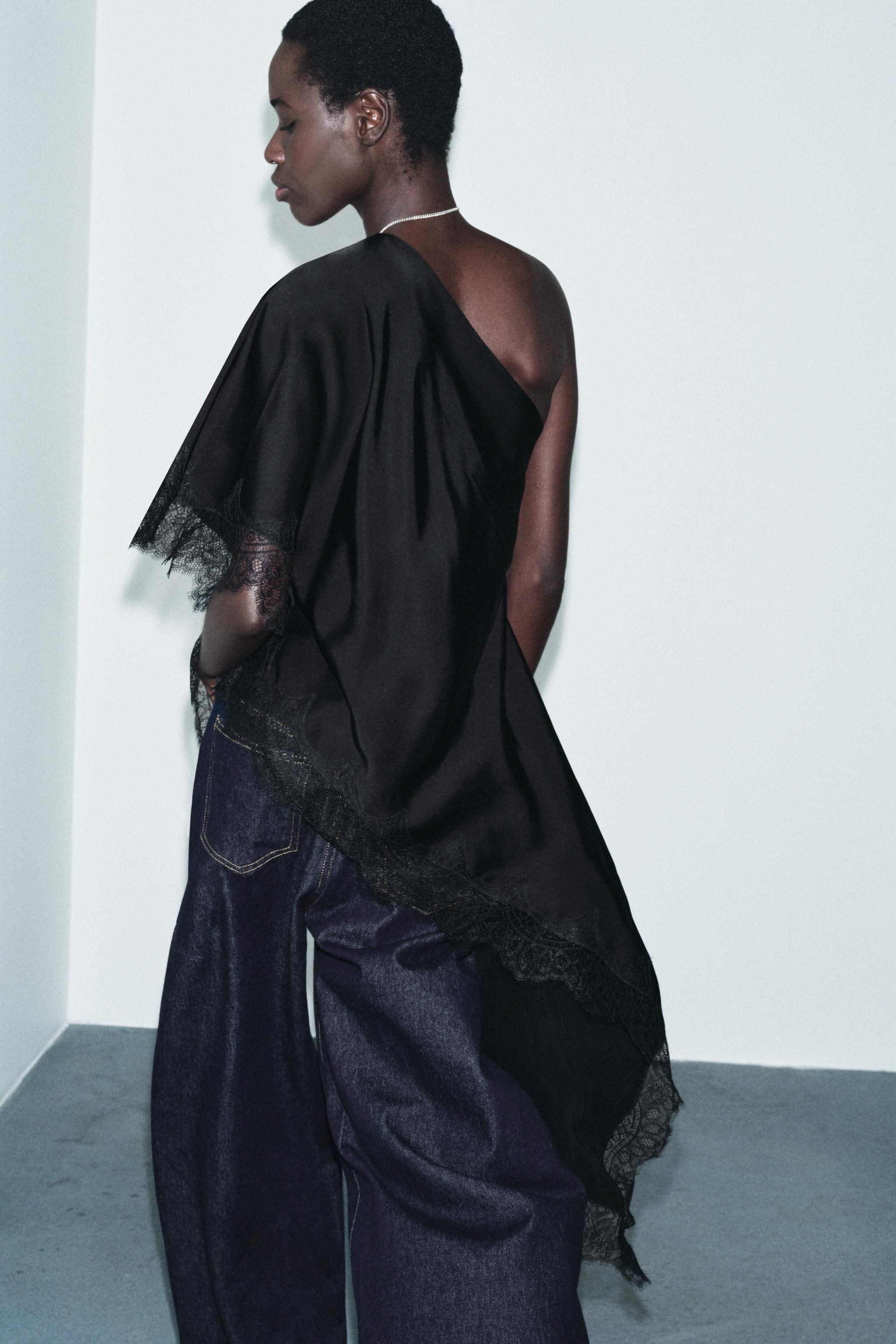 ZW COLLECTION ASYMMETRIC LACE TOP | Zara UK