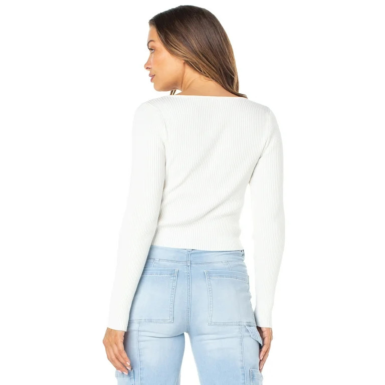 Celebrity Pink Long Sleeve Sweetheart Rib Top, Women's and Women's Plus | Walmart (US)