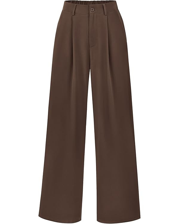 PRETTYGARDEN Women's Wide Leg Suit Pants Loose Fit High Elastic Waisted Business Casual Long Trou... | Amazon (US)