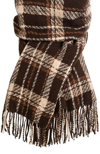 Winter Scarf for Women, Fashion Plaid Blanket Scarves with Fringe, Long Soft Scarf Shawl Wraps | Amazon (US)