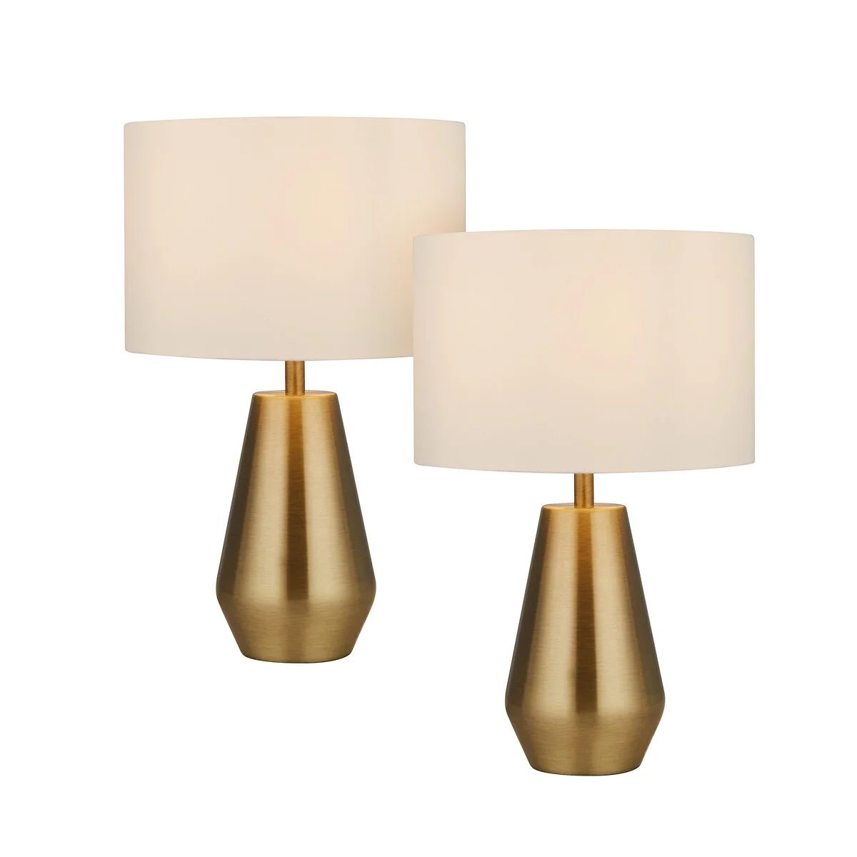 Pair of Antique Brass Touch Table Lamps with Cream Shade | La Redoute (UK)