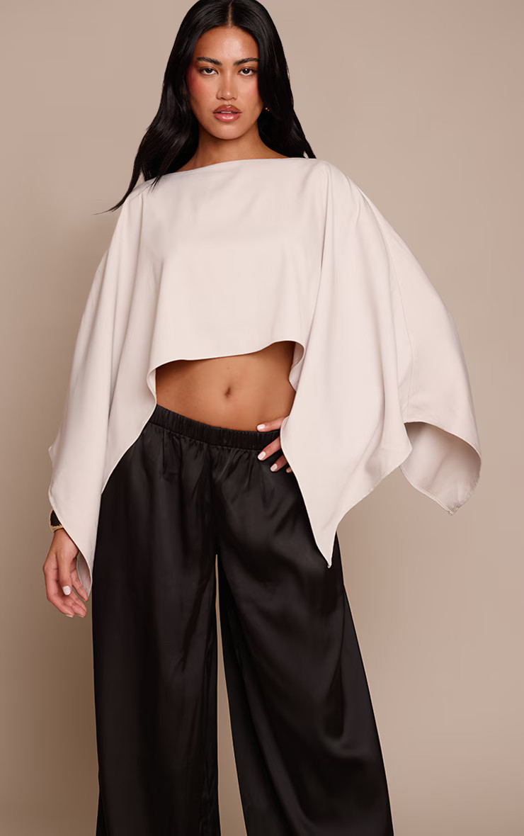 Cream Woven Cape Style Top  | Tops | PrettyLittleThing US