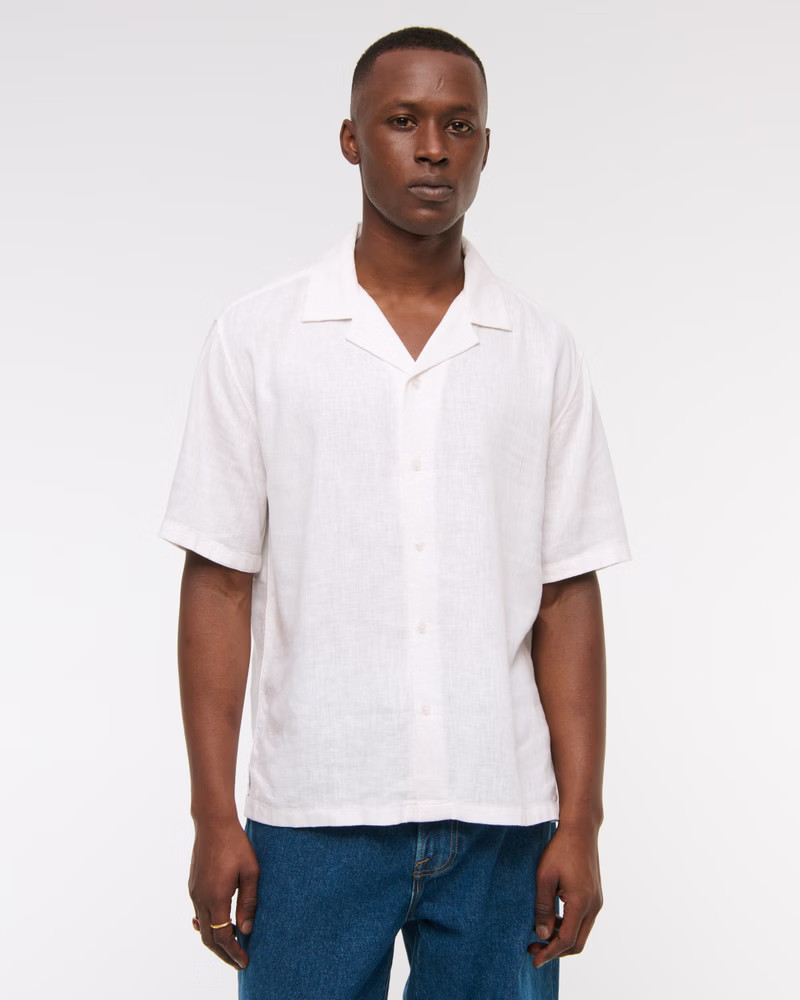 Camp Collar Summer Linen-Blend Shirt | Abercrombie & Fitch (US)