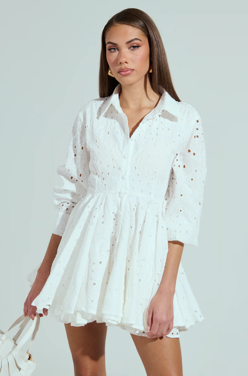 THE IT GIRL MINI DRESS IN EYELET | AKIRA