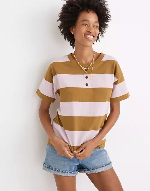 Parkview Henley Tee in Rugby Stripe | Madewell