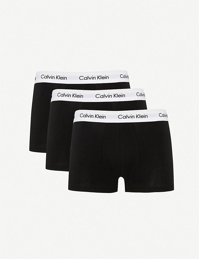CALVIN KLEIN Pack of three classic-fit stretch-cotton trunks | Selfridges