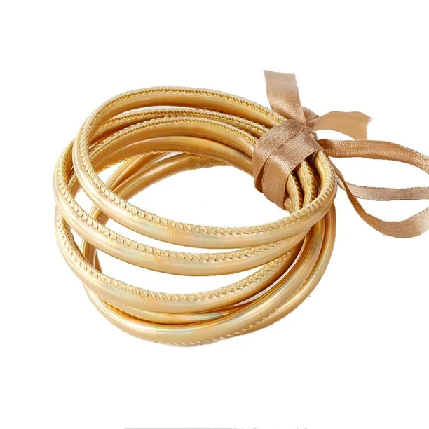 ✪ 5Pcs Bohemia Glitter Jelly Bangle Bracelet Set Bowtie PU Leather Hoop Bracelets - Walmart.com | Walmart (US)