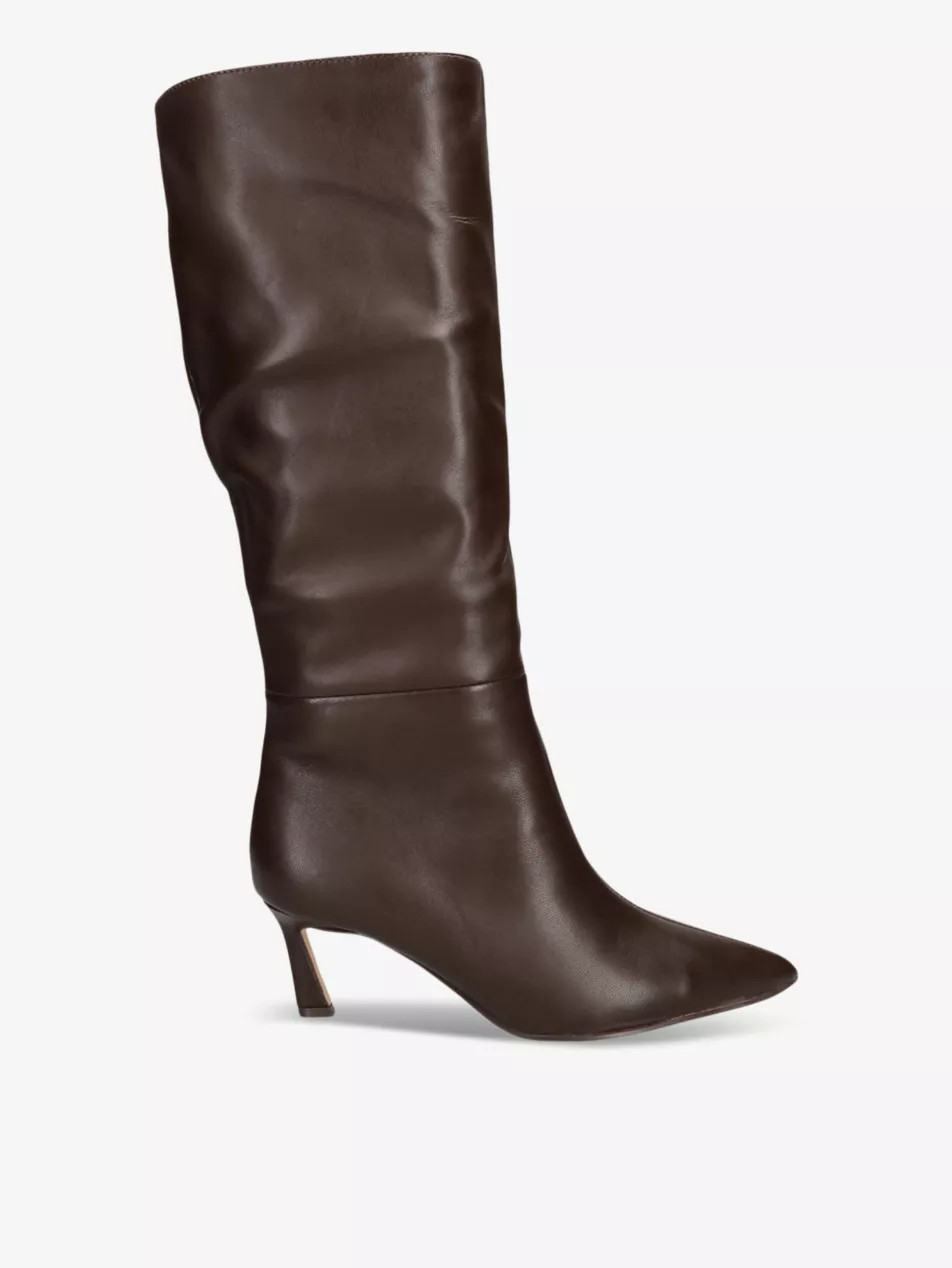 Lavan pull-on heeled leather knee-high boots | Selfridges