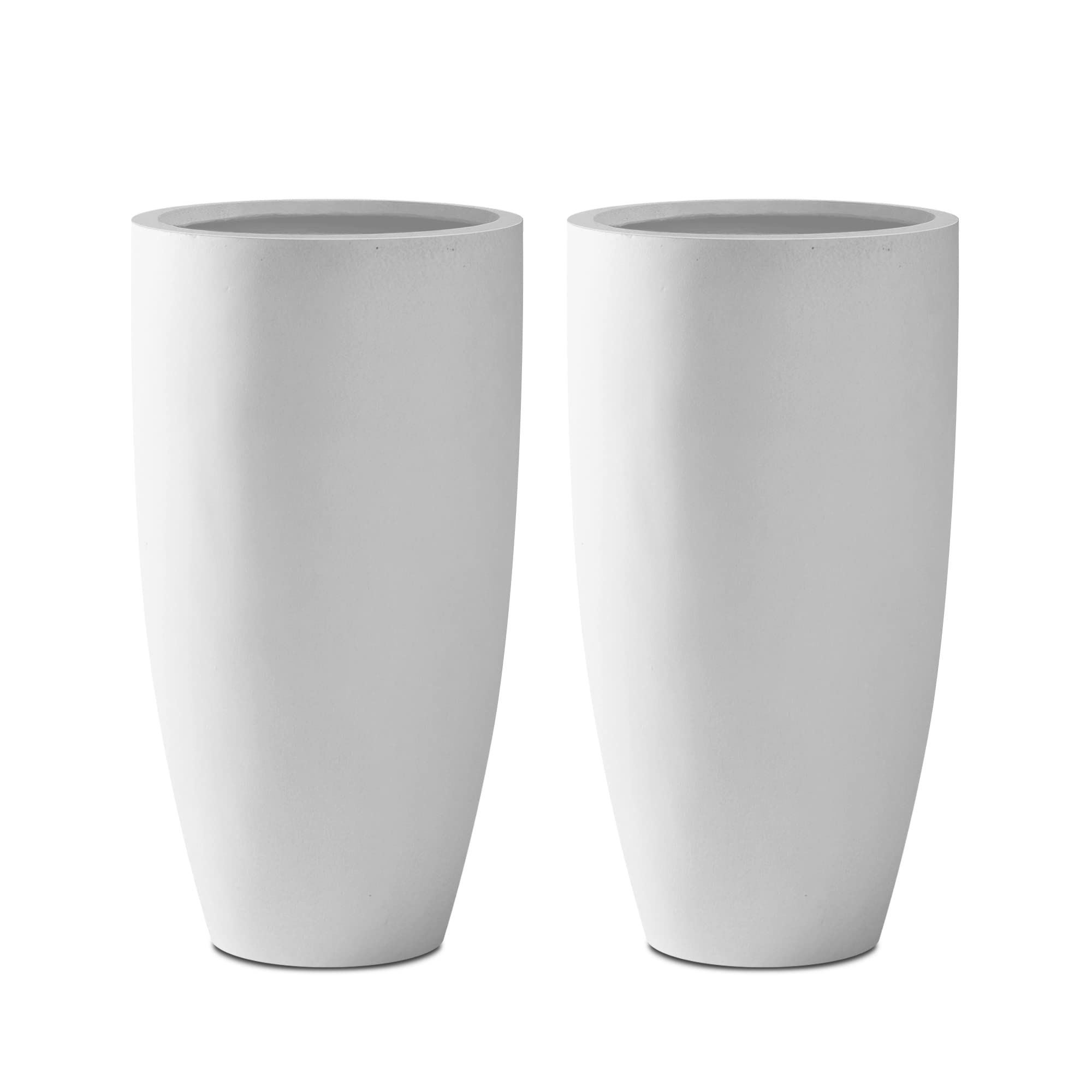 Kante 23.6" H Pure White Concrete Tall Planters (Set of 2), Large Outdoor Indoor Decorative Plant... | Amazon (US)