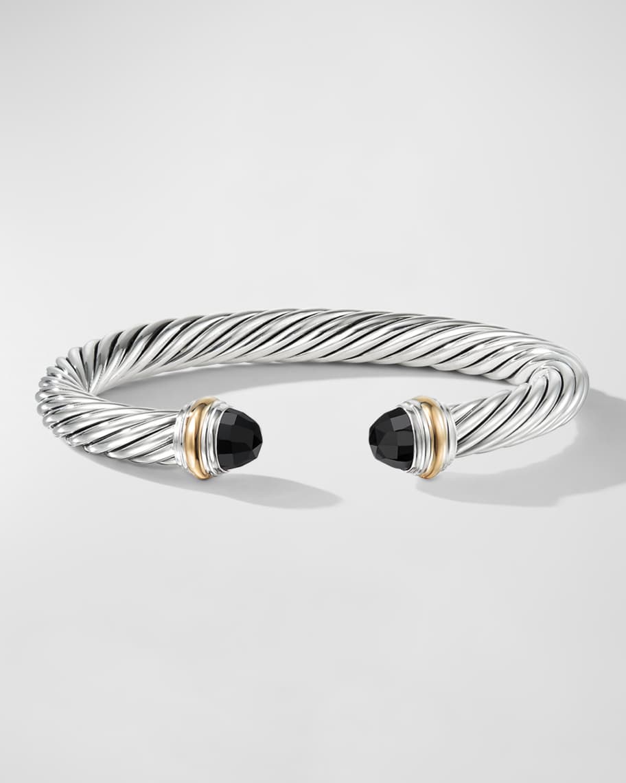 David Yurman Cable Bracelet with Gemstone and 14K Gold in Silver, 7mm | Neiman Marcus