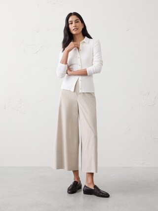 Wide-Leg High-Rise Airstretch Pull-On Cropped Pant | Banana Republic Factory