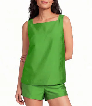 French Connection Structured Taffeta High Square Neck Sleeveless Coordinating A-Line Top - 0 | Dillard's