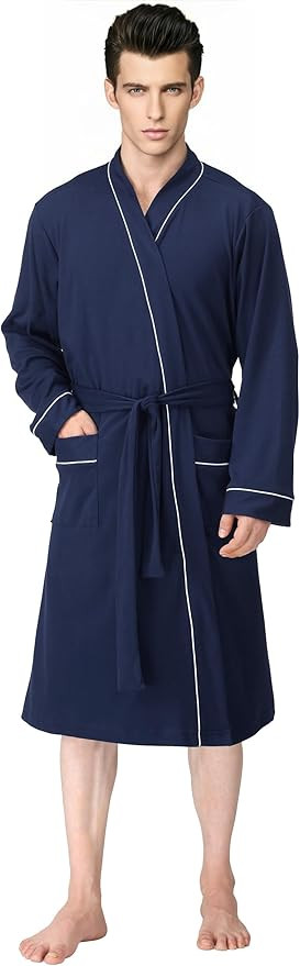 NY Threads Men's Robe Cotton Blend Knit Bathrobe | Amazon (US)