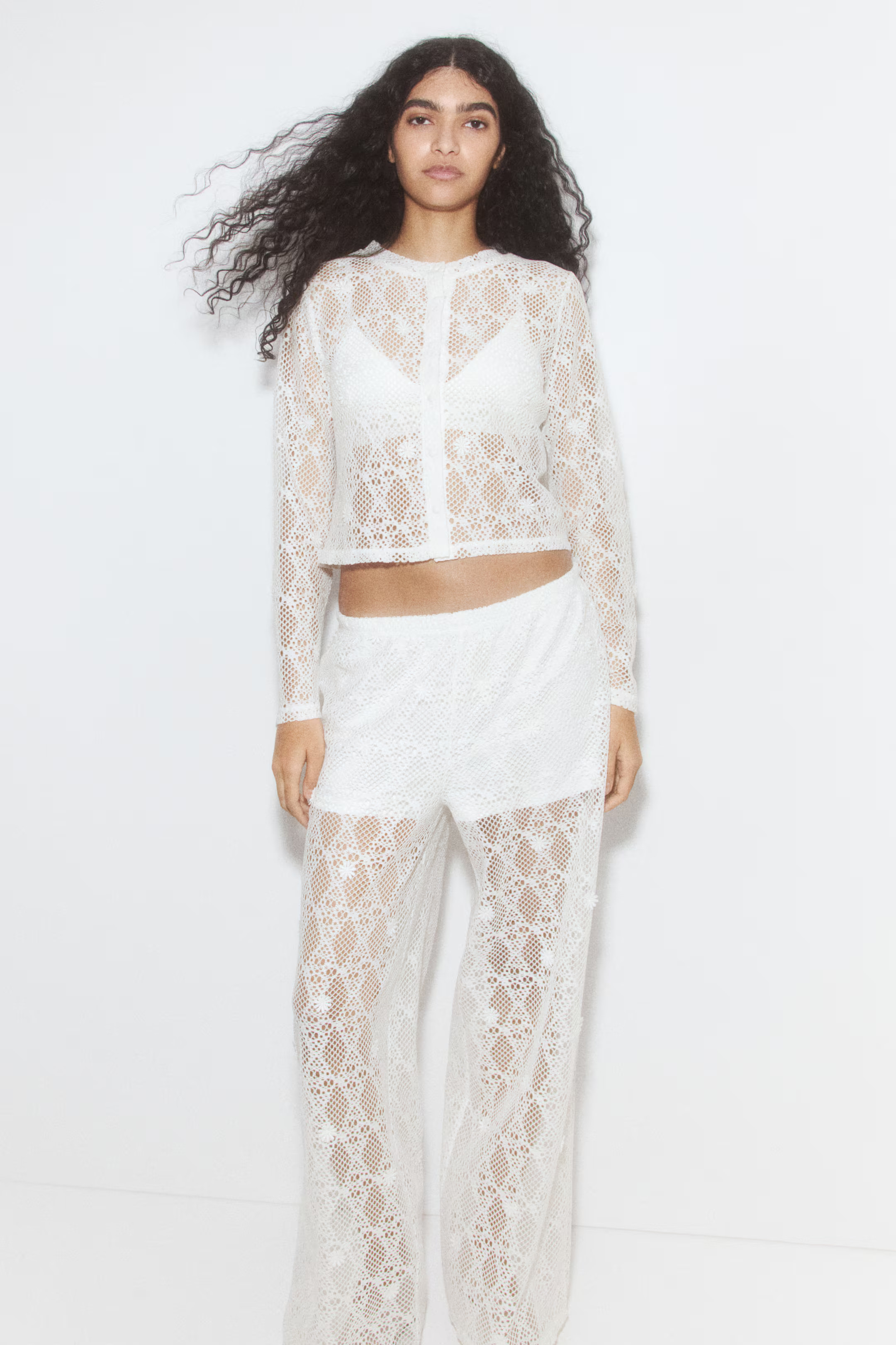 Hole-patterned cardigan | H&M (UK, MY, IN, SG, PH, TW, HK)