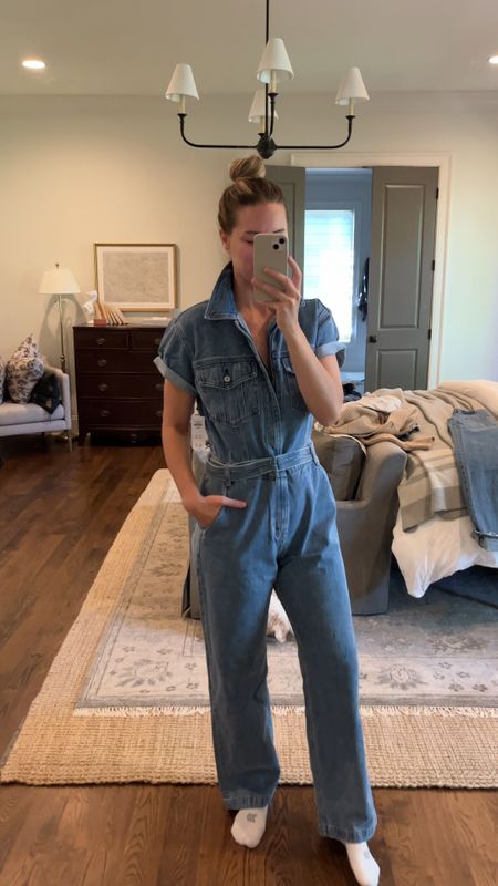 This denim jumpsuit was exactly what I was looking for when I wanted something casual + styled to job sites. And it is on sale! 25% off 

#LTKCyberWeek #LTKsalealert