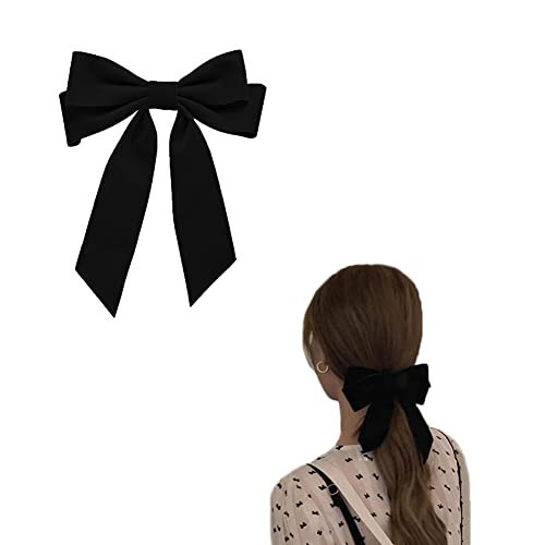 Velvet Black Hair Bow Clips - Large Bowknot Barrettes and Pins for Women and Teens | Amazon (US)