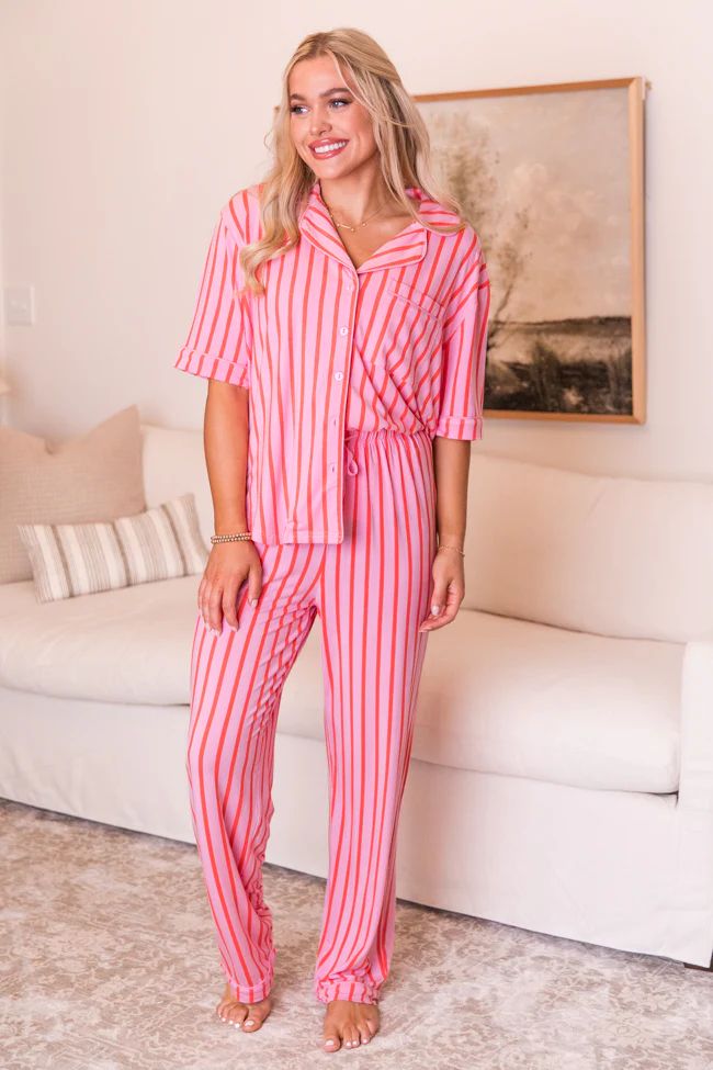 Good To Get Away In Pinstripe Parade Bamboo Pajama Pants | Pink Lily