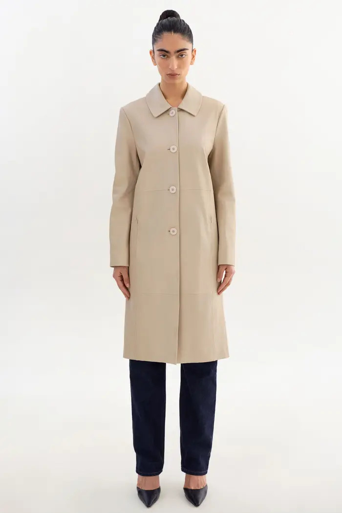 LAMARQUE BELEN | Longline Leather Coat | Nordstrom | Nordstrom