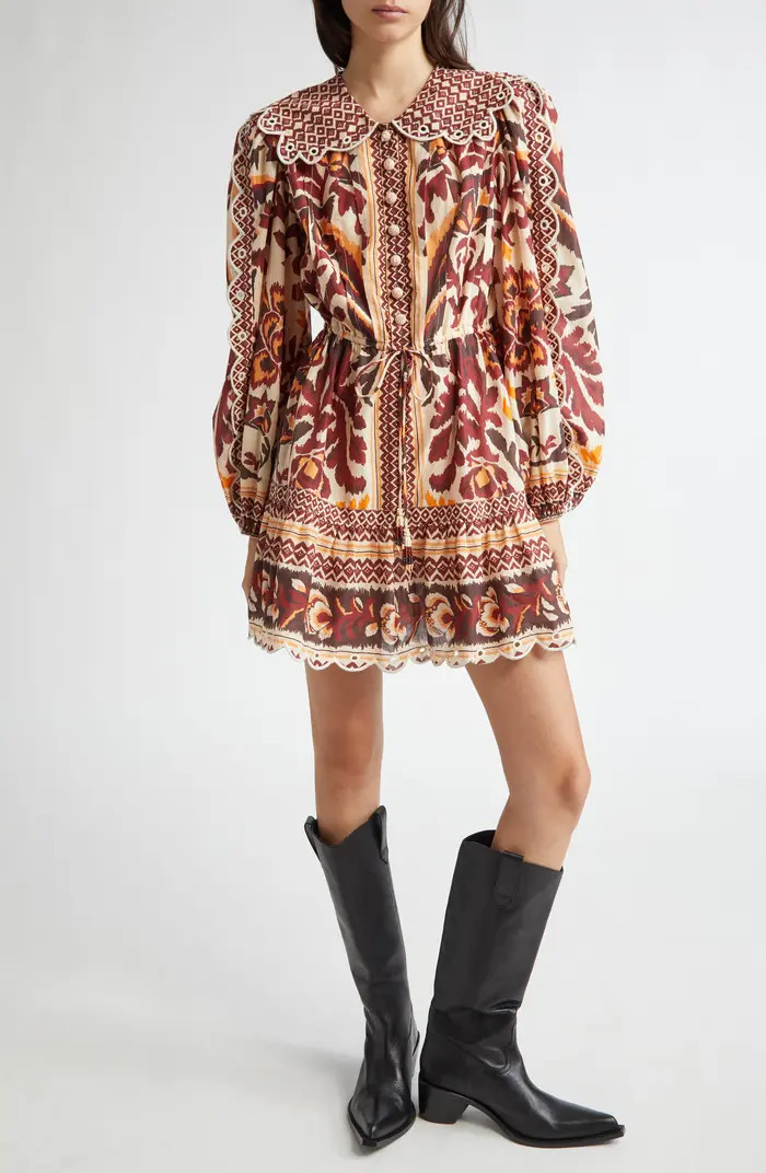 FARM Rio Long Sleeve Button Front Minidress | Nordstrom | Nordstrom