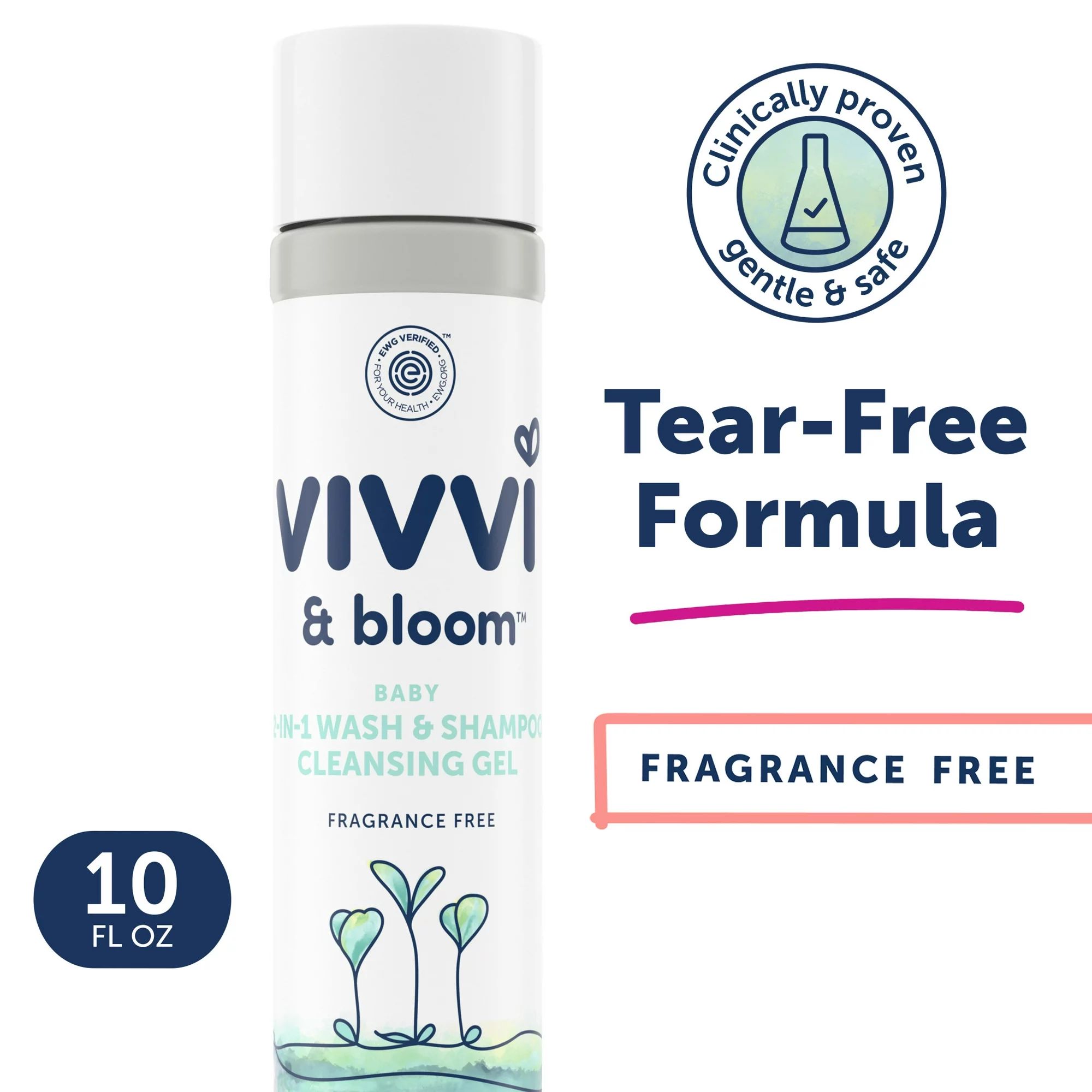 Vivvi & Bloom Gentle 2-in-1 Tear Free Baby Wash and Shampoo Cleansing Gel, Fragrance Free, 10 oz | Walmart (US)