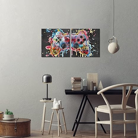 HOMEOART Gamer Room Decor Gaming Decor Graffiti Gamepad Painting Video Game Art Canvas Print Fram... | Amazon (US)