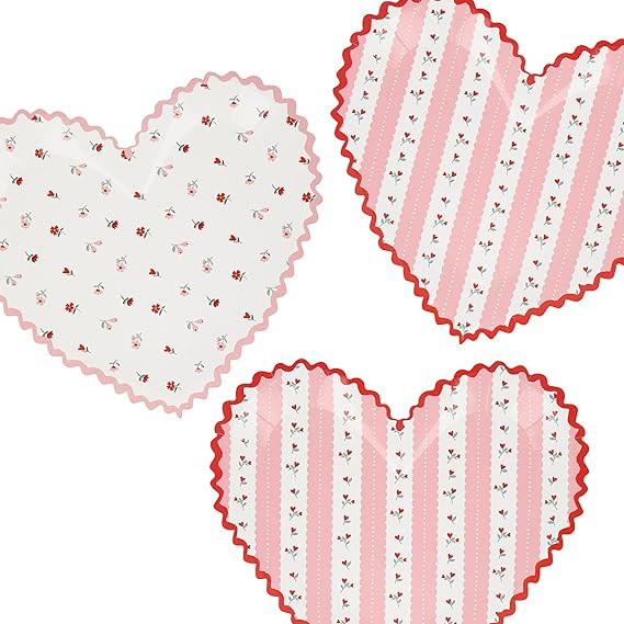 Meri Meri Valentine's Day Heart Plates (Pack of 8), Valentines Day Party Plates, Disposable, Pape... | Amazon (US)