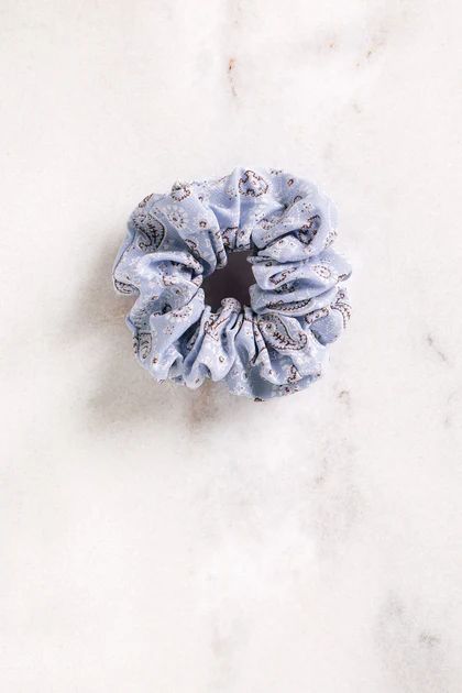 One Of A Kind Blue Paisley Hair Scrunchie | Shop Priceless
