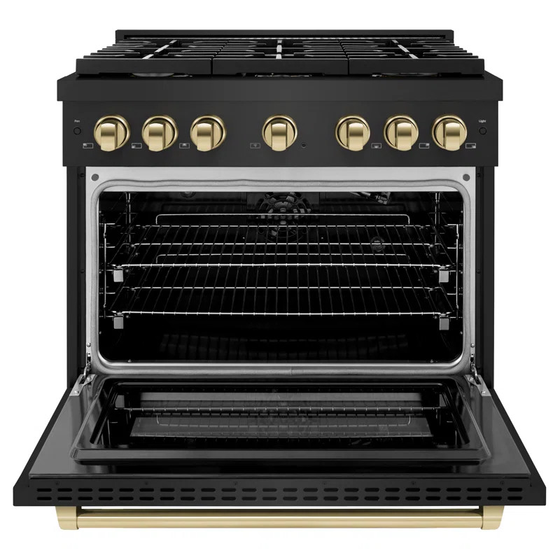 ZLINE Autograph 36" Paramount Stainless Gas Range w/ 6 Burners & Accents | Wayfair North America