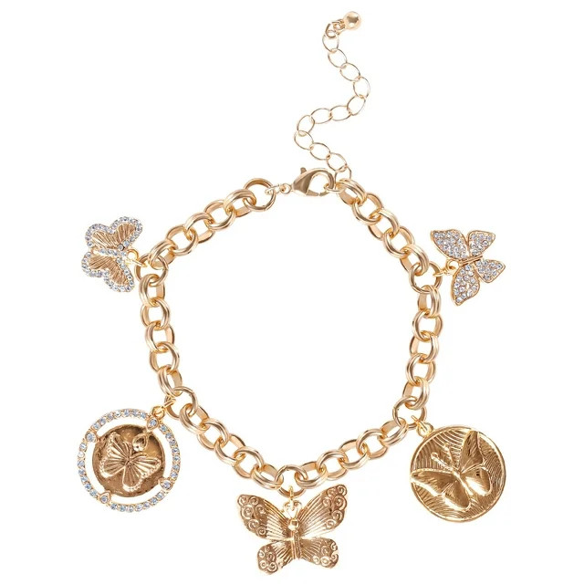 Jessica Simpson Women's Butterfly Charm Bracelet, 7.5 inch + 2 inch extender | Walmart (US)